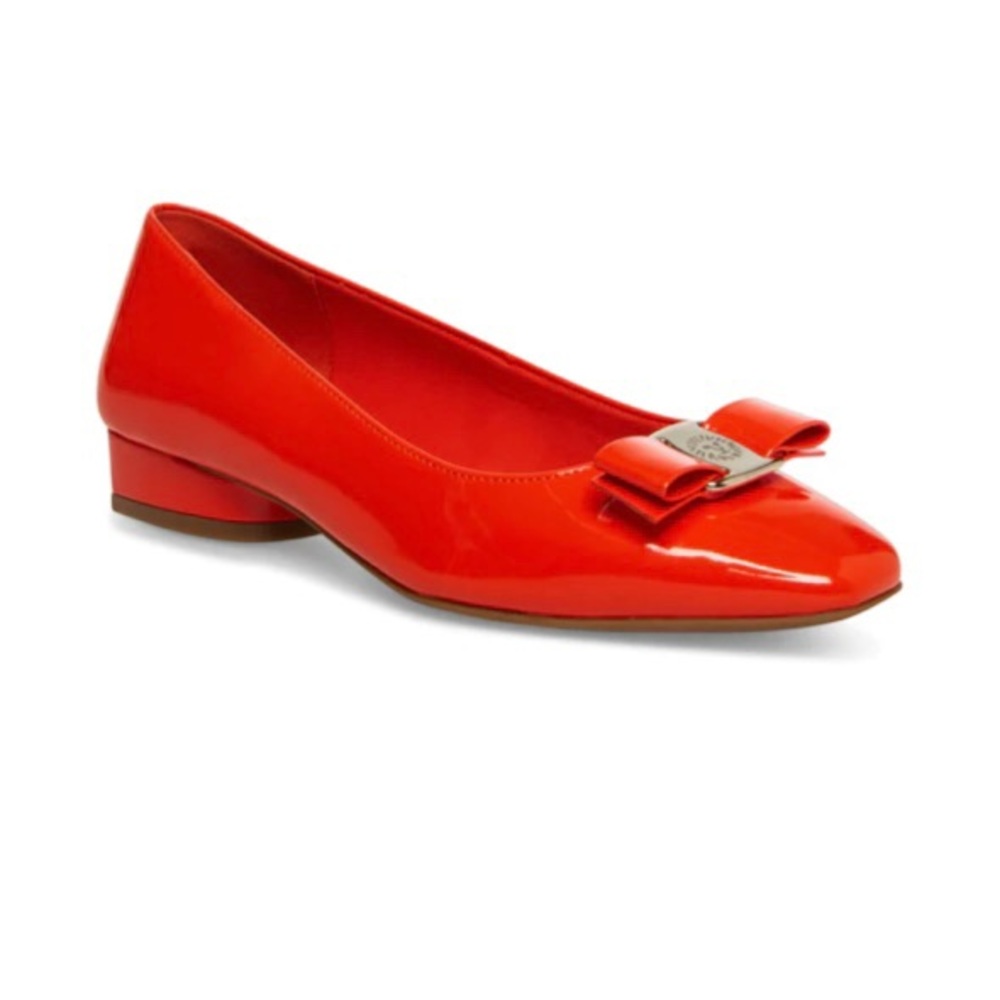 Anne Klein Red Patent Leather Bow Flats
